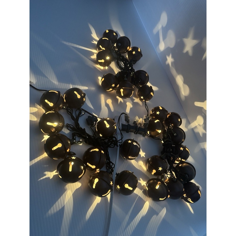 Lot of 3 Large Brown Jingle Bell Christmas Light Strands Indoor Holiday Decor